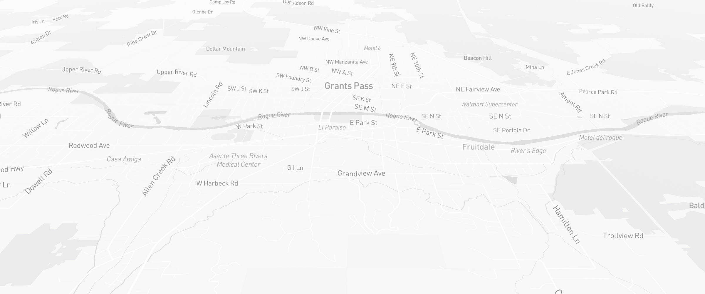 Neighborhood map of Grants Pass, OR — the area served by Life Insurance Agents of Grants Pass Group
